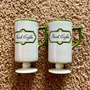 Vintage (1960s) Irish Coffee Small Porcelain Footed Pedestal Mugs Set of 2 | Vintage Kitchenware | Made in Japan [Pre-Owned]
