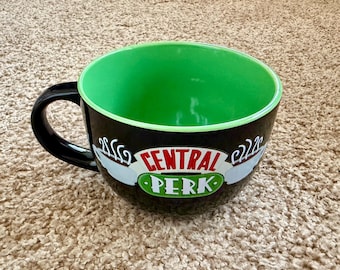 90s TV Show "Friends" Central Perk Black & Green Oversized Ceramic Coffee Mug