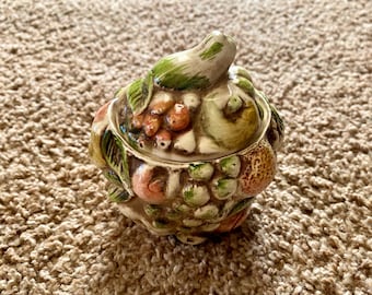 Vintage Lefton Fruits of Italy Ceramic Canister: Mid-Century Kitchen Decor