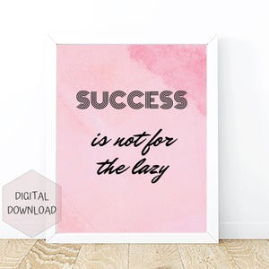 Pink Motivational Success Poster | Girl Boss Poster | Inspiring Office Wall Art | Minimalist Aesthetic Print | Women Entrepreneur gift