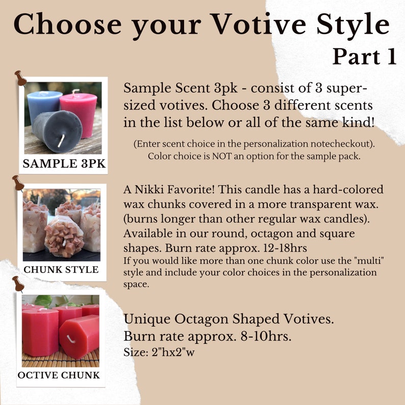 Votive Candles 6pk full set or Sample 3pk BAKERY Scents A K you choose the candle style, scent color image 2