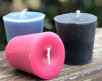 Votive Candles - 6pk full set or Sample 3pk - COMBINATIONS and MISC Scents M to Z (you choose scent, style and color)