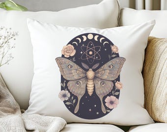 Gothic Nature Pillow Cover 18X18 Inch Butterfly Moth Flower Mushroom Rustic Garden Square Throw Pillow Cover for Teens Adult Bedroom Decor Star Moon Sun Boho Style Decorative Cushion Cover,2 Pack