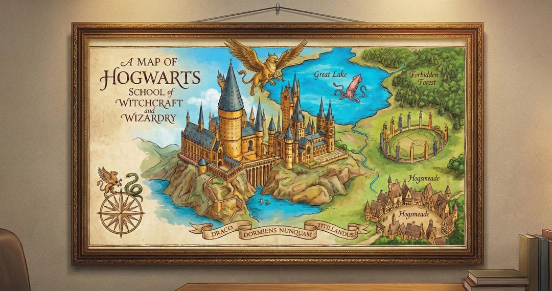 The Magic Castle Guide.pdf Magic Castle Map - Printable Wall Art - Multi Size - Vintage Map - Etsy