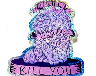 Violent Cat glittery sticker 3 pack