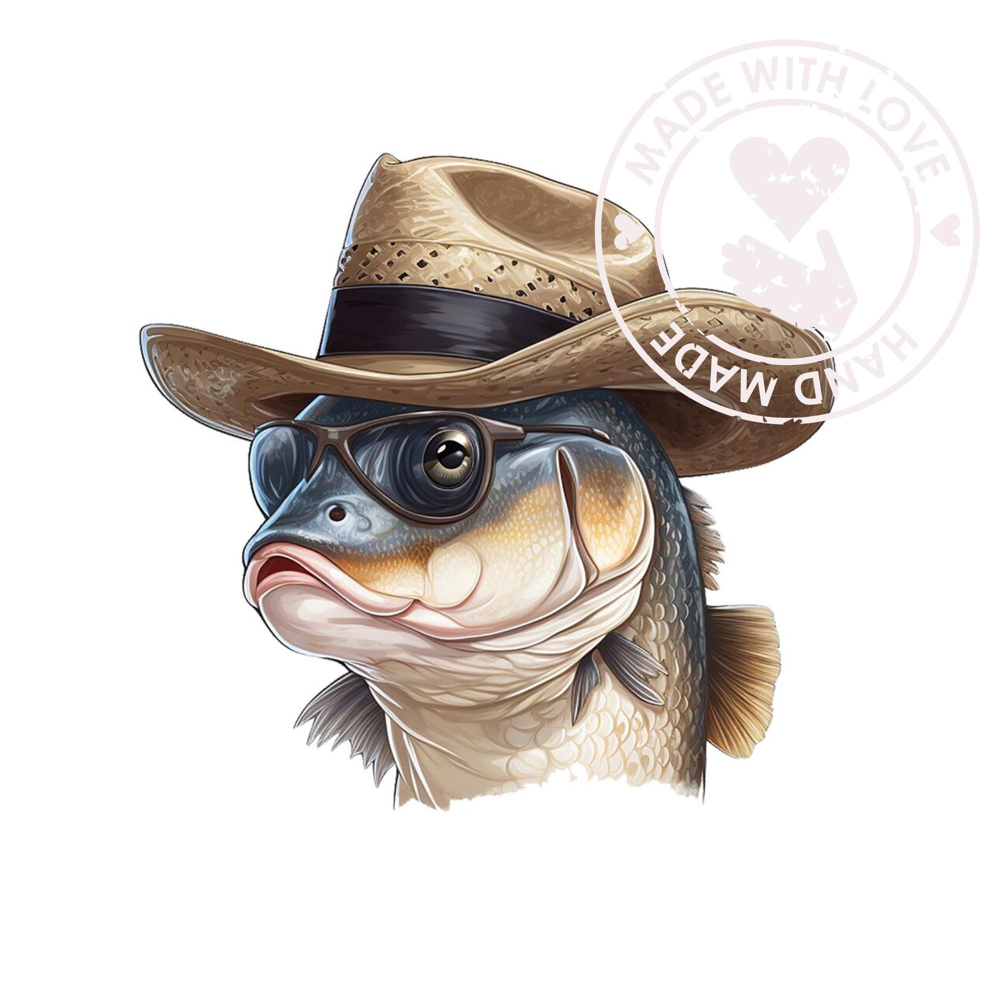 Realistic Bass Fish Clipart With Baseball Cap &amp; Sunglasses Digital PNG for DTG Printing and More ...
