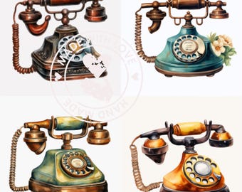 Vintage Telephone Clipart Bundle | Commercial Use