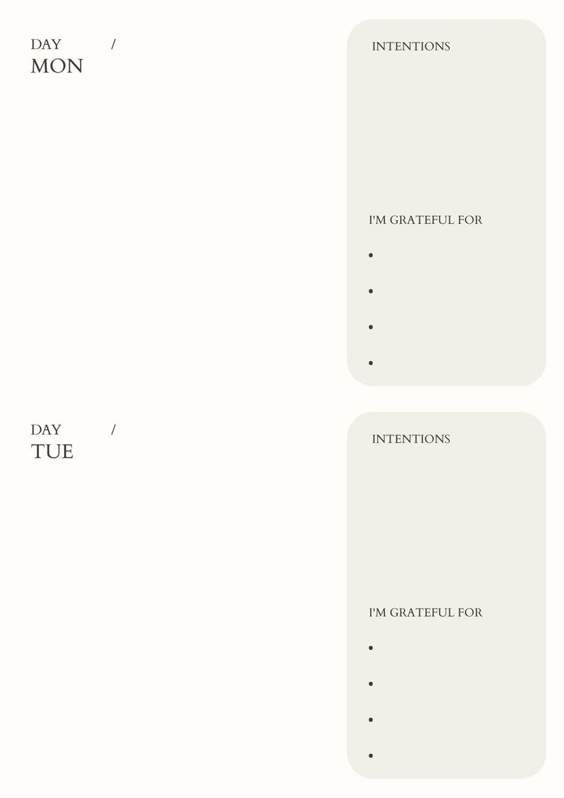 Printable Tue 2024 Weekly Schedule Printable - Elegant Week at a Glance Planner - Etsy