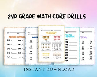 Second Grade Math Worksheets Bundle - 300 Sheets - Homeschool Workbook