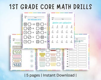1st Grade to 2nd Grade Transition Pack: Reading, Math, Writing Review Worksheets - Summer Prep Printable