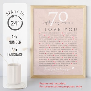 70 Reasons We Love You Poster Personalized 30th Birthday Gift for Her 30 Things We Love About You - Custom Printable Digital Download