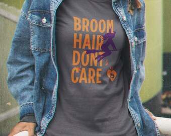 Broom Hair Don't Care Halloween T-Shirt, Vintage Witch Tee
