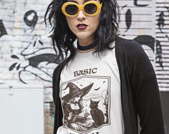 Camiseta básica de bruxa com estampa - Camiseta unissex de algodão