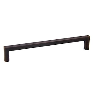 May include: A dark bronze cabinet pull with a rectangular shape and a smooth finish.