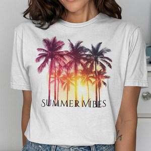 Summer Vibes T-Shirt, Palm Tree Graphic Tee, Sunset Beach Shirt, Casual Summer Wear, Vacation Vibes, Stylish Graphic Tee