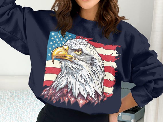 American Eagle Sweatshirt, Patriotic Eagle Pullover, USA Flag Hoodie, Bald  Eagle Graphic, Independence Day Apparel, Stars and Stripes - Etsy