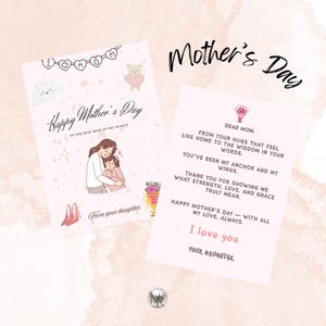 Cartão postal para o dia das mães para imprimir, Cartão para a melhor mãe, Cartão postal fofo rosa do Pinterest, Cartão postal da filha, Download instantâneo