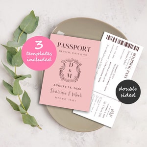 Passport Wedding Invitation, Passport Invitation Template, Travel Theme Wedding Invitation, Plane Ticket Invite, Boarding Pass Invitation