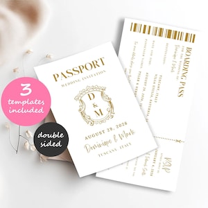 Passport Wedding Invitation Template, Digital Wedding Passport Invitation, Boarding Pass Invitation, Plane Ticket Invitation