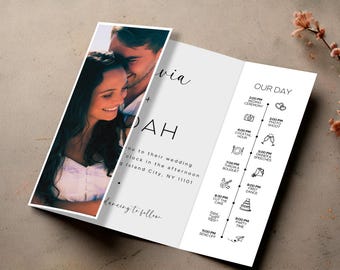 Elegant Gatefold Wedding Invitation Template Download with QR Code, Editable and Printable Trifold Invitation Template, Wedding Essentials