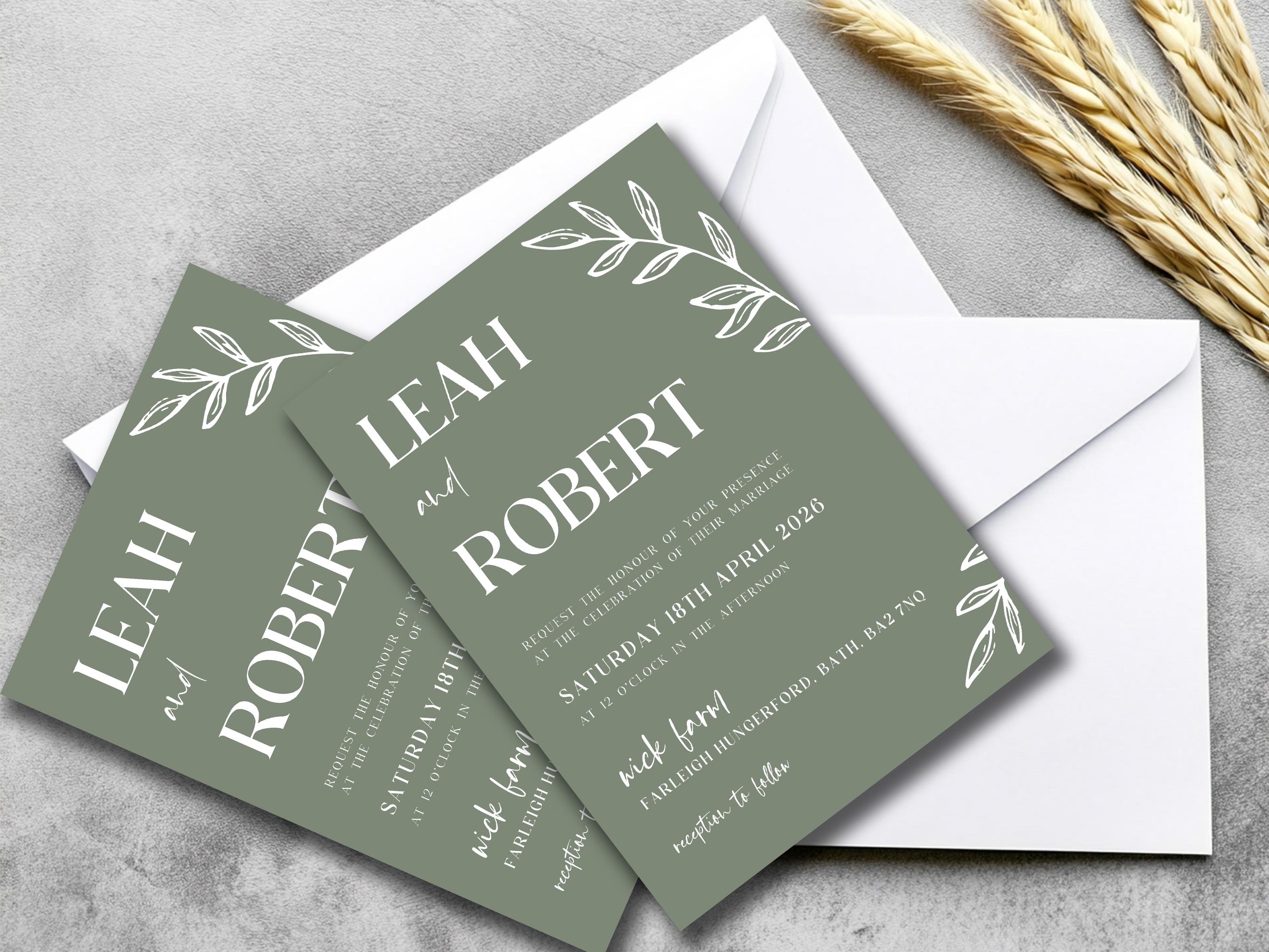 Invitation Essentials Sage Green Wedding Invitation Template Rustic Wedding Invitation Suite ...