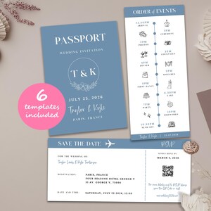 Boarding Pass Invite, Passport Wedding Invitation Template, Overseas Wedding Invite, Beach Wedding, Destination Wedding Save The Date, RSVP