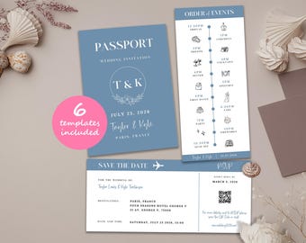 Boarding Pass Invite, Passport Wedding Invitation Template, Overseas Wedding Invite, Beach Wedding, Destination Wedding Save The Date, RSVP