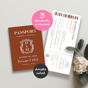 Passport Wedding Invitation Template, Digital Wedding Passport Invitation, Boarding Pass Invitation, Plane Ticket Invitation