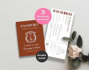 Passport Wedding Invitation Template, Digital Wedding Passport Invitation, Boarding Pass Invitation, Plane Ticket Invitation