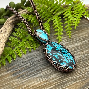 Genuine Turquoise Gemstones Copper Wire Wrapped Necklace, Pendant, Artisan Jewelry, Fast n Free Domestic Shipping, Gift image 3