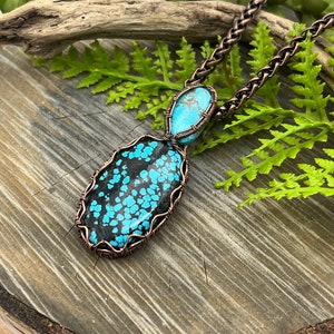 Genuine Turquoise Gemstones Copper Wire Wrapped Necklace, Pendant, Artisan Jewelry, Fast n Free Domestic Shipping, Gift image 4