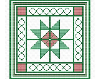 Hand Counted Cross Stitch Embroidery Pattern - Quilt Cross Stitch Design 1 - INSTANT Download - PDF