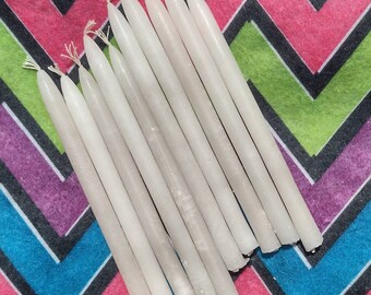 White 5.5" Chime Candles 100% Handmade Mini/Hoodoo/Ritual/Altar/Manifestation/ Holiday Candles, Pack of 10