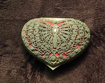 Ormolu Butterfly Heart Shaped Jewelry Box - Etsy