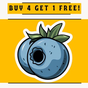 Blueberry Sticker, Juicy Fruit Decal, Berry Lover Gift, Realistic Blueberries for Laptops, Planner Customization and Scrapbooking