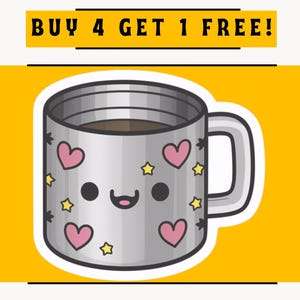 Coffee Sticker, Coffee Lover Decal, Barista Gift Sticker, Cute Coffee Cup Sticker for Laptops, Planners & Personalized Gifts