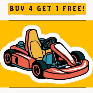 Pegatina de kart, calcomanías de carreras, regalo para amantes del automovilismo, arte de karts personalizado para portátiles, cuadernos y proyectos de bricolaje, diseño de coches rápidos