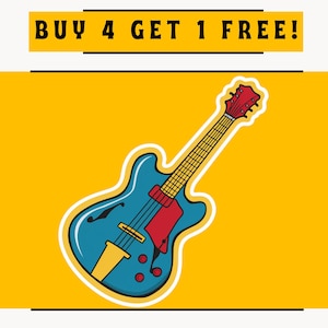 Bass Guitar Sticker, Music Lover Decal, Bass Guitar Decal, Gift for Musicians, Band Sticker for Laptops, Notebooks and DIY Projects