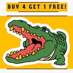 Alligator Sticker, Snapping Gator Decal, Swamp Wildlife Sticker, Reptile Lover for Laptops, Notebooks & Kids Room Decor