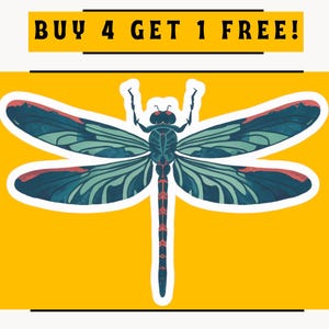 Dragonfly Sticker, Watercolor Insect Decal, Nature Lover Gift, Hand Drawn Wings for Laptops, Planners & Scrapbooking Customization