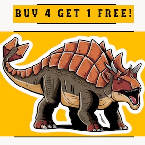 Ankylosaurus Dinosaur Sticker, Armored Dino Decal, Jurassic Prehistoric Sticker for Laptops, Notebooks & Kids Room