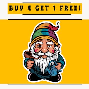 Garden Gnome Sticker, Whimsical Gnome Decal, Funny Outdoor Decor Sticker, Quirky Garden Art for Laptops, Planners & DIY Gifts