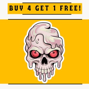 Ice Cream-Shaped Skull Sticker, Spooky Sweet Decal, Gothic Dessert Art for Laptops, Journals & Halloween