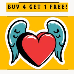 Heart with Wings Sticker, Angel Heart Decal, Memorial Love Sticker, Heavenly Decal for Laptops, Scrapbooking & Sympathy Gifts