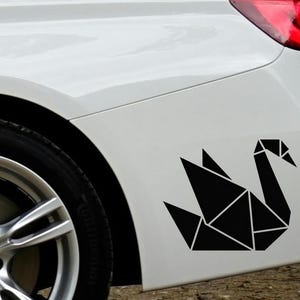 Naklejka na samochód z łabędziem origami, elegancka naklejka na samochód z papierowym żurawiem, japońska naklejka na zderzak samochodowy