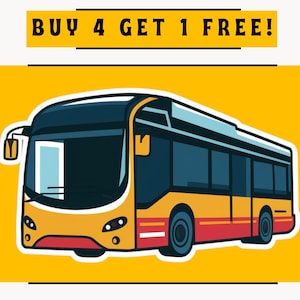 City Bus Sticker, Public Transport Decal, Urban Vehicle Art for Laptops, Planners & Travel Journals