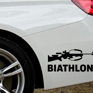 Biathlon Car Sticker, Winter Sports Car Decal, Biathlon Fan Bumper Sticker, Skier with Rifle Vinyl