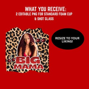 Adesivo para copo de isopor e copo de shot para festa de aniversário "faça você mesmo", editável no Canva, design pronto, download digital, Big Mama, estampa de oncinha imagem 3
