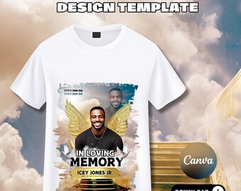DIY memorial T shirt design template, Editable on Canva, Instant download, Grief, Funeral tshirt, Gateway, RIP tshirt,In loving memory, Gold