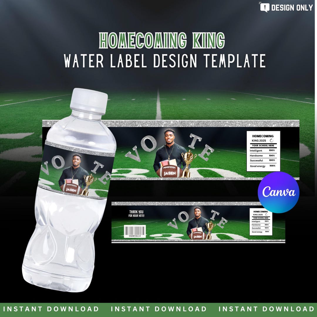 DIY Water Bottle Label Template, Homecoming King, Vote, Class Campaign ...
